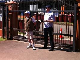 John and Ben Ingham looking at yearlings